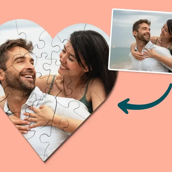 Personligt Pussel "Hjärta" – Bit för Bit av Kärlek